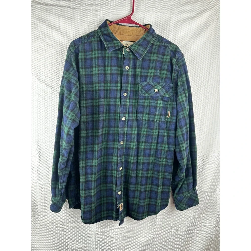 Legendary White Tails The Original Buck Camp Shirt LARGE Plaid‎ Corduroy cuffs